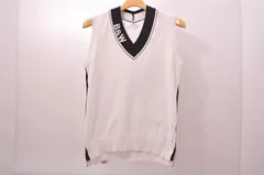 中古 レディース ブラック＆ホワイト BLACK&WHITE ベスト L 白×黒  ホワイト Vネック ニット