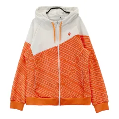 サイズ：LL LE COQ GOLF ルコックゴルフ  フード付 ジップジャケット グラフィック 総柄 オレンジ系 [240101618059] ゴルフウェア レディース ストスト