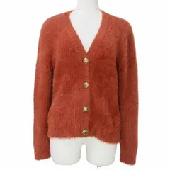 バナナリパブリック BANANA REPUBLIC 美品 20年 シャギーカーディガン ニット 長袖 厚手 Vネック S 赤茶 テラコッタ X