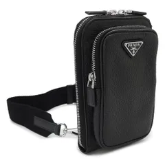 プラダ ボディバッグ スマートフォンケース  2ZH195 2BBE F0002 ショルダーバッグ ポーチ クロスボディバッグ トライアングルロゴ レザー ブラック 黒 PRADA
