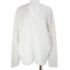 ナノユニバース nano universe 美品 ニット カーディガン 長袖 厚手 Vネック アイボリー フリーサイズ X