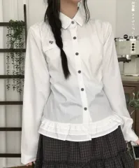 ヴィンテージ森ガール 白 ストライプ フリル ブラウス シャツ