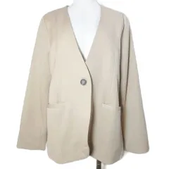 アルマデザイン Alma Design タグ付き ノーカラー テーラード ジャケット シングル 1B 総裏地 L ベージュ /X