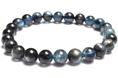 【１点物】南アフリカ産◇金属シラー ブラックアクアマリン　7.5mm　ブレスレット パワーストーン 天然石 _MC4934