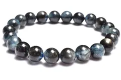 【１点物】南アフリカ産◇金属シラー ブラックアクアマリン　8.5mm　ブレスレット パワーストーン 天然石 _MC4935