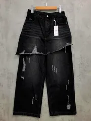 新品 ap retro アプレトロ AP24255 スカートレイヤードダメージ デニムパンツ sizeL/ブラック ■■ レディース