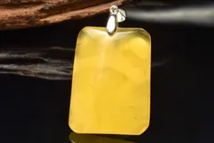 【１点物】シルバー925◇高発色 ゴールデンアンバー琥珀　30x22mm　レクタングル ペンダントトップ パワーストーン 天然石 _PC9369