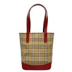 BURBERRY/Burberry(バーバリー) トートバッグ - ベージュ×レッド×マルチ チェック柄 レザー
