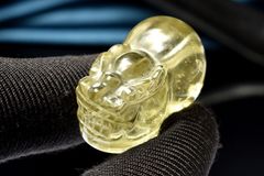 [1 점 물건] AAA 격 레어 ☆ 투명 레몬 컬러 리비안 글라스 24x14mm 貔貅 조각 (관통 구멍) 비즈 파워 스톤 천연석 _PC9454