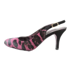 未使用 DOLCE&GABBANA ドルチェアンドガッバーナ スリングバック パンプス ハラコ ヒール レオパード柄 靴 シューズ 紫 黒 37.5 レディース 古着 中古 USED