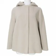 エフデ ef-de 19AW ショート コート 2way フード ノーカラー ジップアップ ウール 7 S相当 ベージュ X