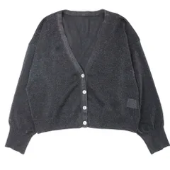 美品 23aw Diagram GRACE CONTINENTAL ダイアグラム グレースコンチネンタル ラメ Vネック ニット カーディガン 羽織 36 黒 レディース 古着 中古 USED
