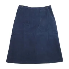 美品 MHL エムエイチエル マーガレットハウエル コットン起毛ツイル ひざ丈 セミタイト スカート 1 紺 ネイビー レディース 古着 中古 USED