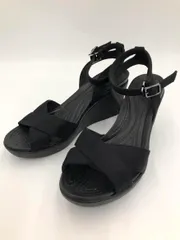 crocs クロックス アンクルストラップ ウェッジソール クロス サンダル sizeW7/黒 ■◆ レディース