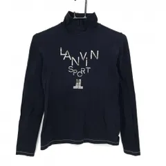 ランバンスポール 襟付き長袖ハイネックシャツ ネイビー スパンコールロゴ レディース 38(M) ゴルフウェア LANVIN SPORT
