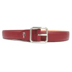 未使用 LACOSTE ラコステ エレガンス リバーシブル レザー ベルト ロゴ サイズ90cm ワインレッド/オレンジ  メンズ レディース 古着 中古 USED