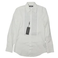 未使用 DOLCE&GABBANA ドルチェ＆ガッバーナ コットン 長袖 ドレス シャツ ストライプ 切替 ブラウス トップス カットソー 38 白 メンズ 古着 中古 USED