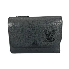 美品 LOUIS VUITTON ルイ・ヴィトン アエログラム M81740 三つ折り財布 レザー ブラック レディース【中古】【送料無料】