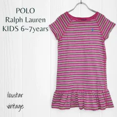 ポロラルフローレン キッズ ONE PIECE ストライプ Raffled hem キッズ 6 7歳