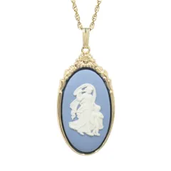 良品 WEDGWOOD ウェッジウッド ジャスパーウェア オーバル カメオ ネックレス アクセサリー ジュエリー メンズ レディース 古着 中古 USED