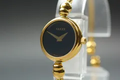 GUCCI 2700.2.L ブラック文字盤 ゴールド バングル レディース クォーツ 腕時計 20mm 稼働品 美品 ヴィンテージ