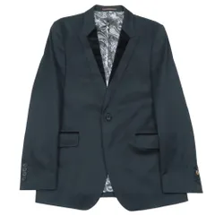 美品 Paul Smith ポールスミス テーラードジャケット ブレザー ラペル切替 裏地ペイズリー総柄 1B センターベント XL 黒 ブラック メンズ 古着 中古 USED