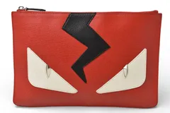 フェンディ クラッチバッグ/セカンドバッグ FENDI BUGS/バグズアイ モンスター フラットポーチ 7N0078 5WF レッド/ブラック【中古】