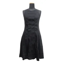 良品 Theory セオリー リネン ノースリーブ ワンピース フレア スカート バックジップ ひざ丈 サイズ0 黒 ブラック レディース 古着 中古 USED