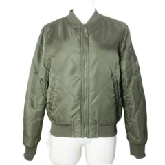 プラステ PLST キルティングジャケット 中綿 ブルゾン ミリタリー ジップアップ ナイロン S オリーブ /X