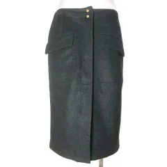 マカフィー MACPHEE トゥモローランド 17AW スカート ひざ丈 タイト ウール フロントジップ 36 9号 黒 ブラック /X