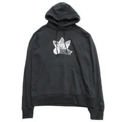 良品 adidas originals アディダスオリジナルス ロゴ プリント スウェット パーカー プルオーバー カットソー M 黒 ブラック メンズ 古着 中古 USED