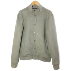 バナナリパブリック BANANA REPUBLIC ヴィーガンスエード ブルゾン ジャケット スタンドカラー M カーキ /X