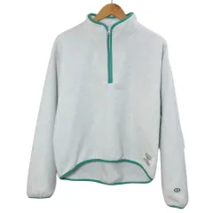 ディスカスアスレチック DISCUS ATHLETIC フリーススタンドハーフジップ ボアジャケット ワッペン M ライトグレー グリーン /X
