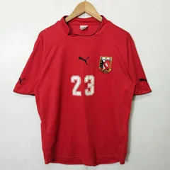 PUMA プーマ ユニフォーム ゲームシャツ 半袖 日本製 ワッペン 背番号 23 サッカー football レッド系 O B151