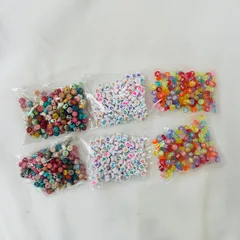 アルファベット ビーズ 6袋セット（各約25g） カラフル 文字ビーズ ハンドメイド素材