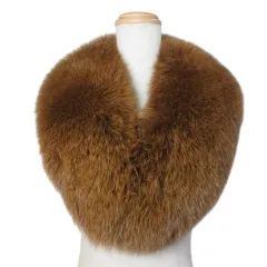 美品 フォックス ファーマフラー ティペット 毛皮 リアルファー 茶 ブラウン /X