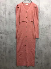 RESEXXY リゼクシー 152510304101-01 ゴールドボタンタイトニット ワンピース sizeF/ピンク ■■ レディース