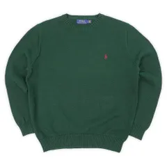 ポロラルフローレン POLO RALPH LAUREN 00s 2000年代 コットンニット ワンポイント ロゴ刺繍 定番 USA ヴィンテージ アメリカ 古着 メンズ ニット セーター グリーン 緑 L【中古】
