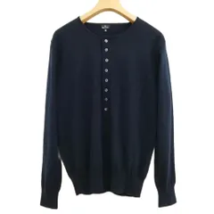 ピーエスポールスミス PS Paul Smith ハーフボタン ウール ニット プルオーバー セーター M ネイビー