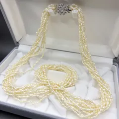 【テリ強】 本真珠 パール ケシパール ネックレス 10連 ロング シルバー金具 pearl necklace SILVER SV
