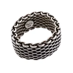 【6jab0592-k】ティファニー リング サマセット/メッシュ シルバー925 15.5号【中古】レディース