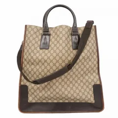 【6ba0428-k】グッチ トートバッグ GGスプリーム 101644 PVC ブラウン シルバー金具 2wayバッグ【中古】メンズ レディース ユニセックス