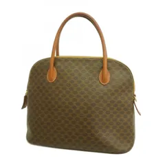 【6ba0471-k】セリーヌ ハンドバッグ マカダム PVC ブラウン ゴールド金具【中古】レディース