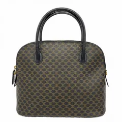 【6ba0558】セリーヌ ハンドバッグ マカダム PVC ブラック ゴールド金具【中古】レディース