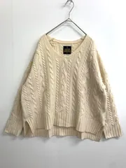 URBAN RESEARCH DOORS アーバンリサーチドアーズ ハミルトンラムズウール カシミヤ混 ケーブル編み ニット セーター sizeONE/オフホワイト ◆■ レディース