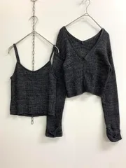 美品 Chico チコ CHZ1021105A0006 メランジニット キャンソール セット カーディガン sizeF/黒×グレー ■■ レディース