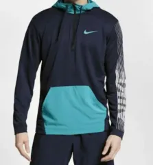 ナイキ ドライフィット ハーフジップアップ フード ネイビーミント