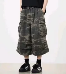 ワイドレッグ 迷彩 ワークウェアパンツ 韓国 ストリート ミリタリー ユニセックス