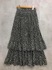 apart by lowrys アパートバイローリーズ 柄 ティアード プリーツ スカート sizeF/黒/アイボリー ■■ レディース