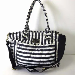 マークバイマークジェイコブス MARC by MARC JACOBS バッグ ショルダーバッグ マザーズバッグ ナイロン 2way ベルト ロゴ 刺繍 ストライプ柄 黒 ブラック 白 ホワイト かばん 鞄 カバン